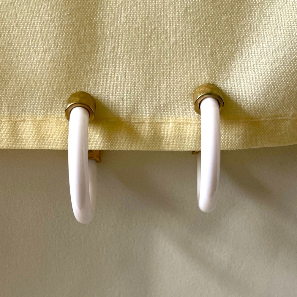 Vintage Gold and White Hoop Earrings - Picture 15 of 16